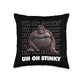 Uh Oh Stinky Poop Meme Funny Monkey Throw Pillow, 16x16, Multicolor