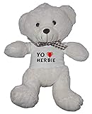 Oso de peluche Oso blanco de peluche con Amo Herbie en la camiseta (nombre de pila/apellido/apodo)