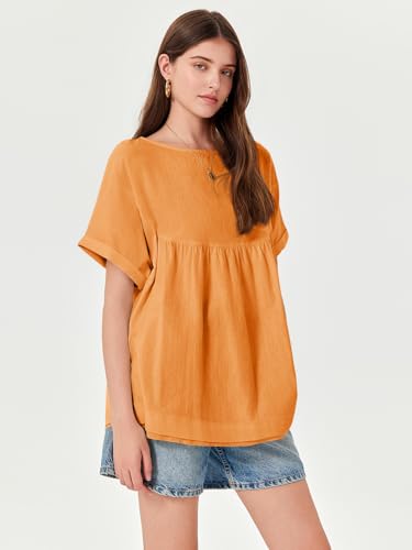 Image of Tankaneo Womens Summer Babydoll Tops Casual Loose Fit Peplum Oversized Tunic Shirts