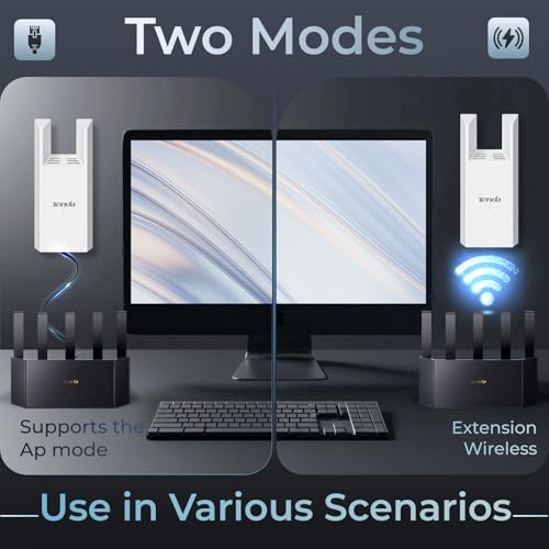 Image of WiFi Range Extender AC1200 - WiFi Extender with Ethernet Port, 1.2Gbps Home Signal Booster, Dual Band, Up to 1600 Sq & 32 Devices,A19