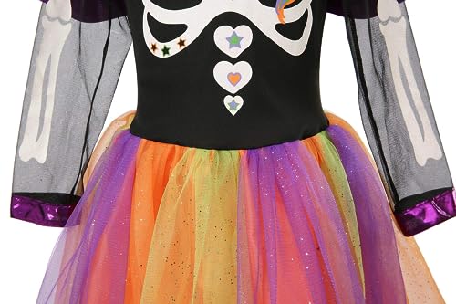 Sincere Party Unicorn Skeleton Witch Costume,Unicorn Dress Skeleton Tutu Fancy Dress Halloween Witch Costume for girls 5-6years - Image 4