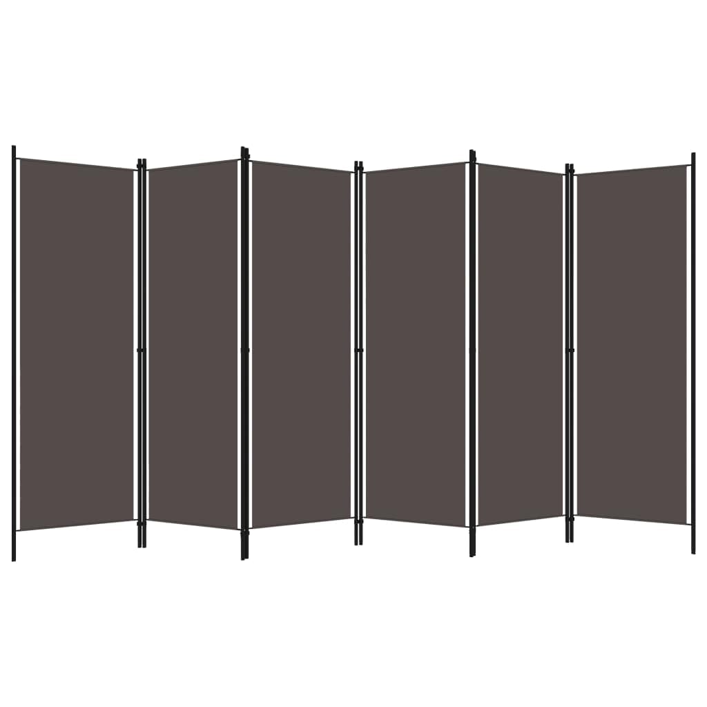vidaXL Paravento a 6 Pannelli Divisorio Separè Pannello Byobu Pieghevole Schermo Separatore Ambienti Interni Protezione Privacy Antracite 300x180 cm