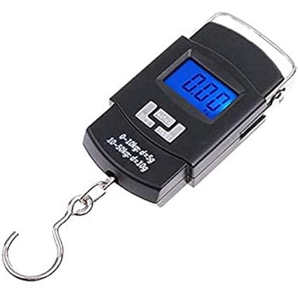 AL MEEZAN a-301 Electronic Digital Hanging Stainless Steel Hook Luggage Portable Scale with LCD Display for Industrial Fishing Factory Use Capacity 50 KG