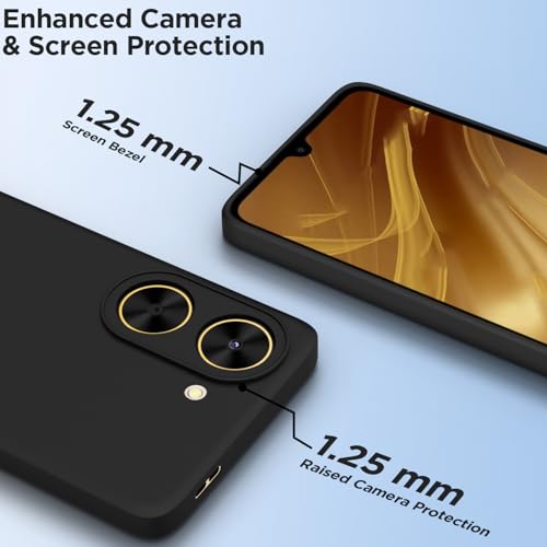 Image of Outlouders Back Cover for Poco C71 / Redmi A5 | Camera Protection | Durable Soft Matte Silicone Bumper Case (Black)