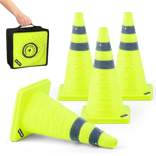 Image of BATTIFE 4 Pack 18 Inch Collapsible Traffic Cones, Lime Green Safety Cones