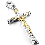 cadena jesus Marca: MunkiMix MunkiMix Acero Inoxidable Colgante Collar Plata Oro Dorado Dos Tono Jesús Cristo Crucifijo Cruzar Cruz Hombre,Cadena 58cm