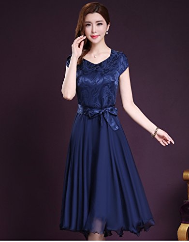 Robe en mousseline de soie d'été à manches courtes pour femme ronde XL