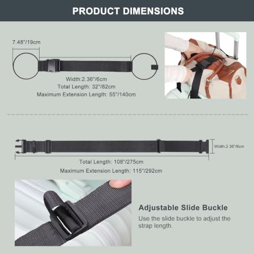 Vigorport Luggage Straps for Suitcases 3 PCS, Adjustable Elastic Tick Rope - image 5