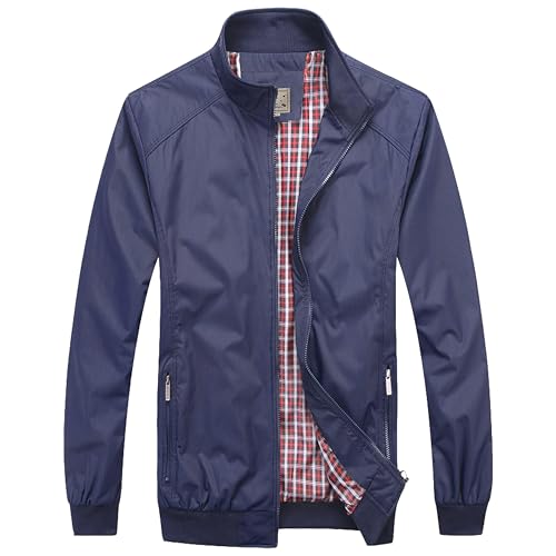 Harrington - Casaco bômber desportivo elegante e informal de peso médio para homem, Azul Marinho, M