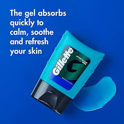 Gillette After Shave Gel for Men, Aftershave for Men, After Shave Lotion for Men, Calms, Soothes and Refreshes Sensitive Skin, Light Fragrance, 2.5 oz, Pack of 6, After Shave Cologne Men, Aftershave