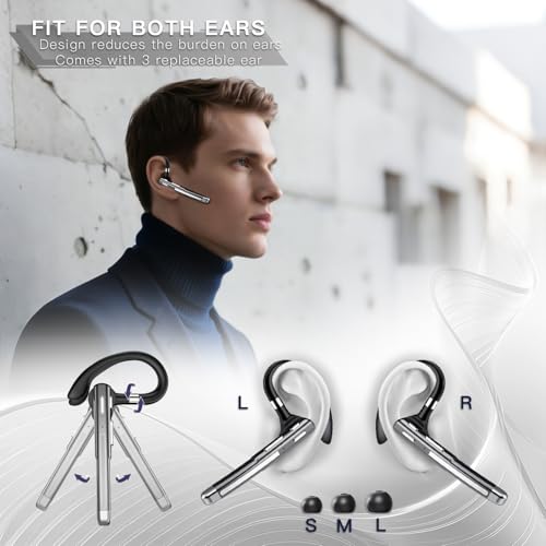 Bluetooth Headset, 100Hrs Bluetooth 6.1 Earpiece, HD Audio, Mute Button - image 6