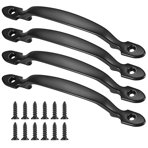 4 Pièces Poignées de Porte Armoire, Poignées de Meuble Cuisine Noire, Poignées et Boutons Coulissantes avec Vis pour Abri de Jardin à Tiroir de Garde-robe Cover