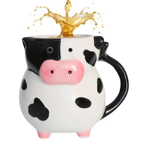 Taza genérica de vaca – Vasos lindos 3D antideslizantes de gran capacidad – Taza de café divertiente | Para familiares amigos tés chocolates bebidas cumpleaños casa viaje interior exterior