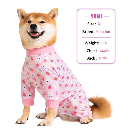 Image of Dog Recovery Suit for Small Medium Large Dogs, Pet Onesie After Surgery Comfort Dog Bodysuit Anti Licking (Pink Bunny,3XL)