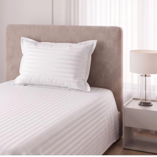 Image of Living Roots Glace Cotton 180 TC Single Bedsheet with 1 Pillow Cover |Single Size 60 x 90 Inches |Soft, Breathable & Durable |Fits Mattress up to 4 Inches |No Colour Bleeding (White)