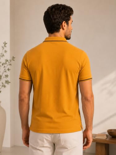 Image of Lux Cozi Men's T-Shirt with Chest Pocket | Polo T-Shirt for Man | Plain Casual Stylish | Half Sleeve| Cotton Blend Collar Polo T-Shirts for Men
