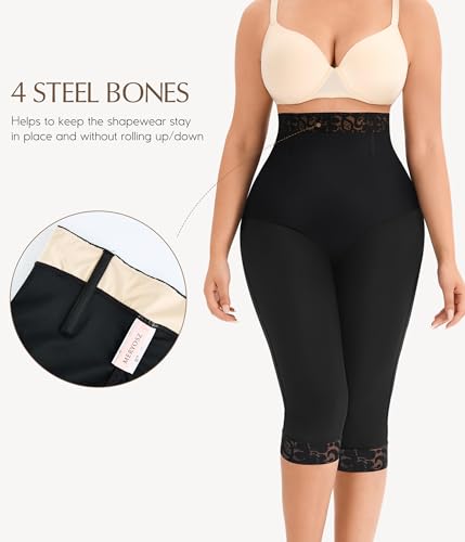 MERYOSZ Shapewear Tummy Control Shorts Body Shaper High Waisted Butt Lifting Panties Thigh Slimmer Capri Girdles4