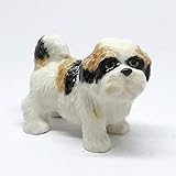 ZOOCRAFT Small Shih Tzu Dog Ceramic Figurine Standing Hand Painted Porcelain Gift Collectible Decor