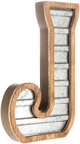 XXL 14" Galvanized Metal and Wood Industrial Home and Business Wall Letters Monogram Letter J