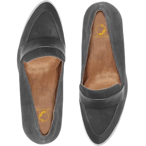 SHODENSE Women Chunky Kitten Heel Pumps Shoes Round Closed Toe Slip On Suede Penny Loafers Matte Mid Block Heels Dress Loafer Almond Toe Comfort Oxford Shoes Office Work Classic Elegant 4-11 M US3