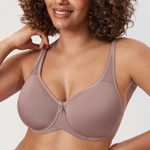 Image of DELIMIRA Women's Seamless Tshirt Bras Plus Size Full Coverage Underwire Lightly Lined Bra Up to F