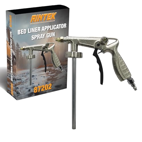 Rintek Aplicator Bedliner Spray Gun with Air Regulator Attached and 1/4 Inch NPT Air Inlet - Fits 1 Liter U-Pol Raptor Bottles Truck Bed Liner
