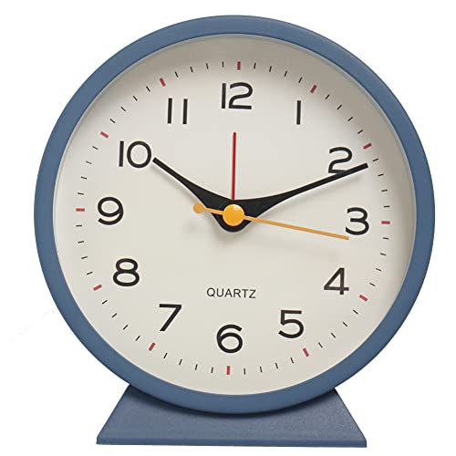 4.5″ Vintage Retro Analog Alarm Clock Battery Operated Small Mantel Clock, Silent Bedside Table Clock with Night Light for Bedroom, Office, Desk, Living Room, Gift Clock