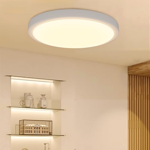 sailsco Plafon LED Techo 16W 3000K 3360LM Lámpara de Techo IP44 Impermeable Redondo Plafones para Techo LED Cocina Baño Pasillo Dormitorio Sala Blanco Neutro,Ø27cm((Incluye Fuente de luz de Grado A))