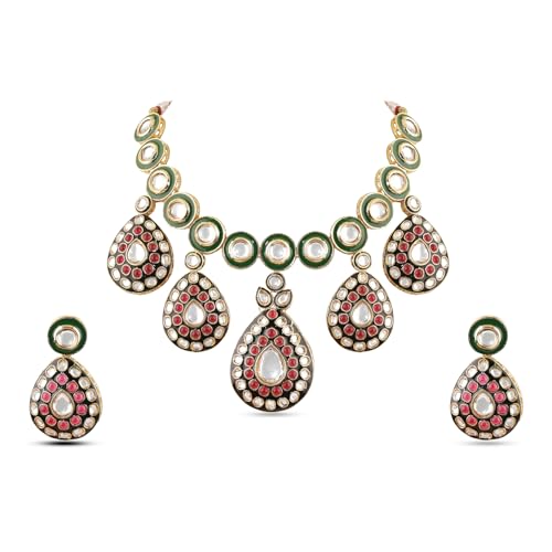 Image of Rubans Kundan Necklace Set Traditional Jewellery Gift for Women & Girls