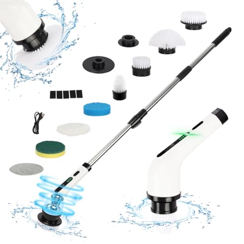 Cordless Electric Spin Scrubber with 90 Mins Runtime, 3 Adjustable Handles & 2 Speeds - Ideal for Bathroom, Kitchen & Floors