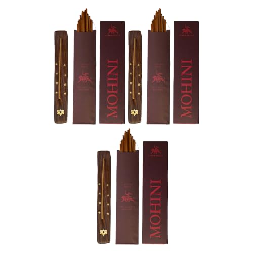 Image of Mohini Luxury Incense Sticks | 60 Bambooless Incense Sticks | Pure Sheesham Wood Stand | Long Lasting Fragrance | Complete Sensory Journey | Ethically Crafted | Pack of 3