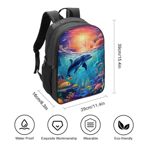 Mochila infantil de delfín 40x28x16cm con capa plegable 2