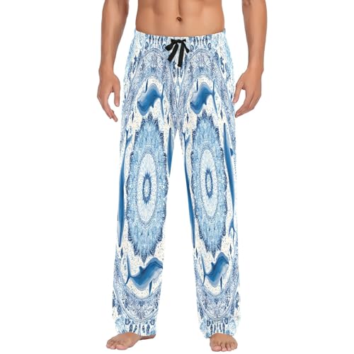 Blue White Dolphin Mandala Men's Pajama Pants Lightweight Sleepwear Bottom Lounge Pants2