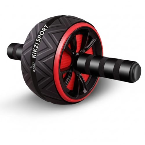 KIKZI Ab Wheel Roller with Knee Mat Dual Wheel Design for Core Strength Training Heavy-Duty Construction Comfort Foam Handles (RED)