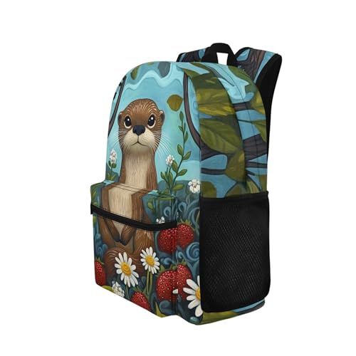 Cute Cartoon Otter Backpack for Girls Boys Sturdy Lightweight Comfy 17 Inch School Backpack Kids Cute Animal School Bag with Front Pocket2