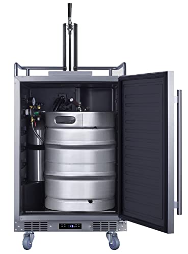 Summit Appliance SBC683OS 24" Wide Built-in Outdoor Beer Kegerator, 5.6 cu.ft Interior, Weatherproof, Automatic Defrost, Digital Thermostat, Tap Cool System, Adjustable Shelves, 4 Casters on Fridge.com