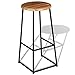 Taburetes de Bar de Madera, Taburetes de Bar Decorativos Resistentes de Teca + Hierro para Bar para el Hogar