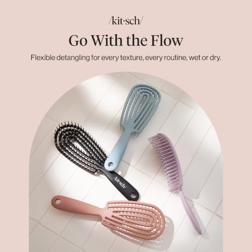 Kitsch Flexi Flow Detangler Brush, Hair Brushes For Women - Haze Blue | Detangling Brush for Women, Men & Kids, Detangling Brush for Curly Hair w/ Bendable Frame, Hair Brush for Wet or Dry Strands - image 8