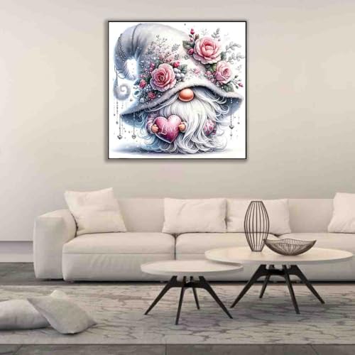 Image of Gnome Cross Stitch Kits for Adults Beginner,Flower Counted Cross Stitch Kits Printed Stitching Cute Patterns Dimensions Needlepoint Art Crafts Embroidery Kits for Adults Beginners (13.7x13.7 inch)
