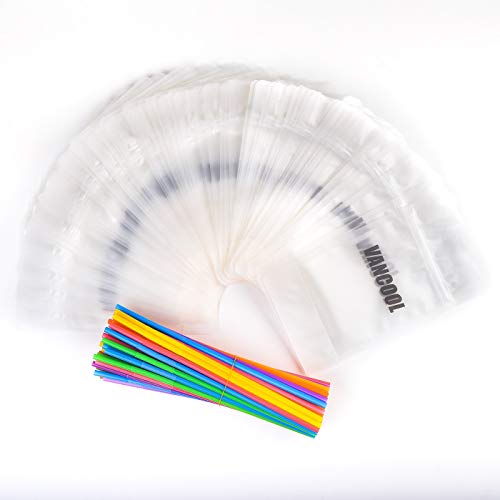 70 STKS Clear Drink Zakjes Tassen Sap Verzegelde Zak Heavy Duty Hand-held Doorschijnbare Rits Plastic Zakken Drinkzakken met 70 STKS Kleurrijke Rieten - Image 6
