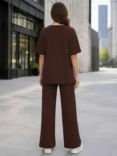 Image of TYSORT Women Casual Summer co ords Set Track Suit Oversized Top Baggy Pant,Top and Pajama Set