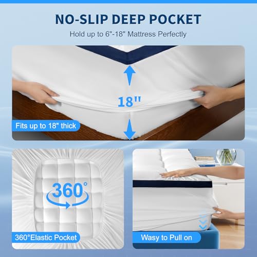4 Inch Dual Layer Memory Foam Mattress Topper Full Size - 2 Inch 1000GSM Soft Pillow Top Mattress Pad & 2 Inch 5-Zone Egg Crate Cooling Gel Memory Foam for Back Pain (Queen,60"x80") by jov5tic - Used condition - Image 7