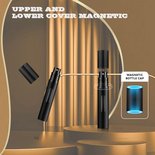 5ml Perfume Atomizer Travel Refillable,Mini Cologne Dispenser, Bottom-Filling Fragrances Perfumes Bottle,Portable Sprayer Pocket Size for Women Men Cruise Car Trip Gift 2pcs (black-grey)4