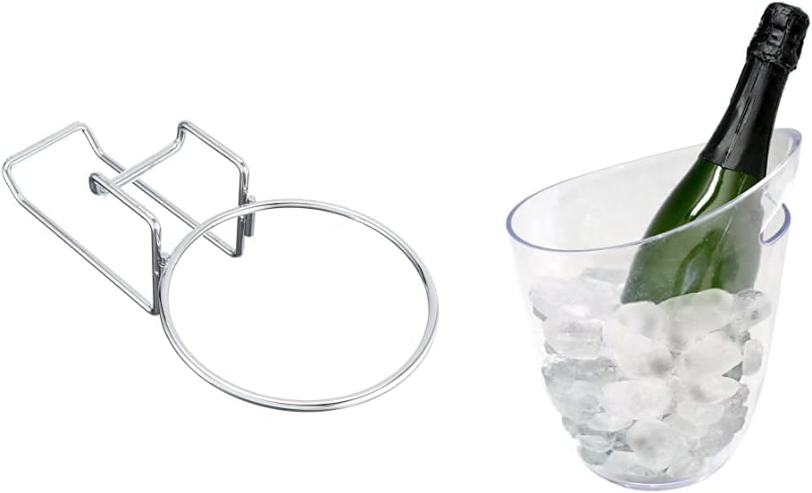 Vin Bouquet - Set Secchiello Trasparente Per 1 Bottiglia + Supporto In Acciaio Inox, Per Raffreddare Vino E Champagne - 5