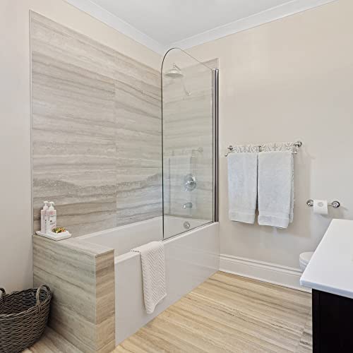 Siepunk Glass Tub Shower Door, 30 In. W X 55 In. H Pivot Bathtub Door Screen, Frameless Shower Door Panel Chrome #TOP5