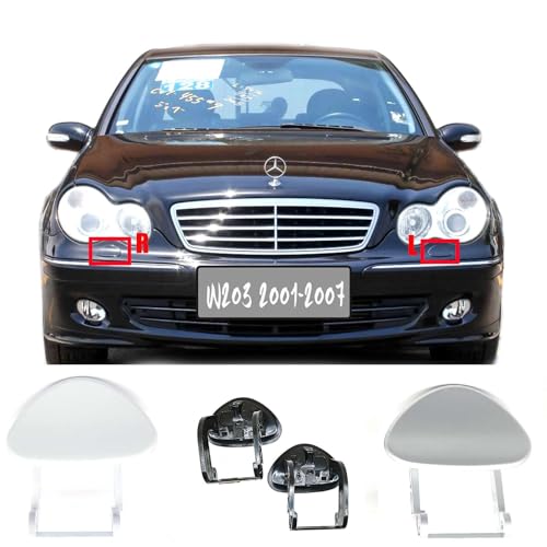 Trimla Headlight Washer Cover for 01-07 Mercedes-Benz C Class W203 Fit C180 C200 C220 C240 C280 C320 C350 C32 2001 2002 2003 2004 2005 2006 2007 Headlamp Spray Nozzle