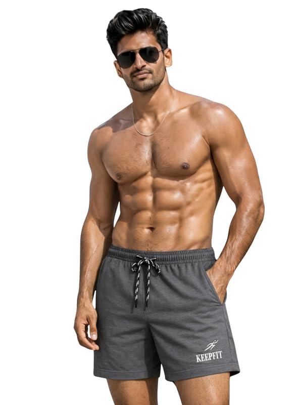Men Four-Way Stretch Grey Watershorts with Zipper Pockets-image-5