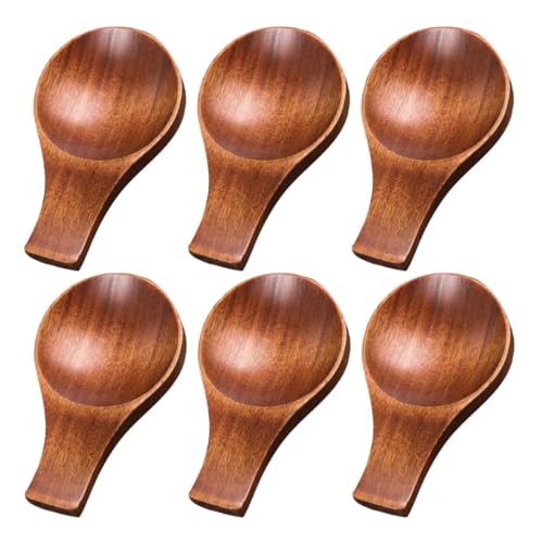 YARNOW Set 6 Piccole Ciotole per Condimenti in Legno con Manico e Poggia Bacchette, Piatti da Salsa Giapponesi Compatti per Cucina e Ristoranti, Design Salvaspazio Rustico Riutilizzabile