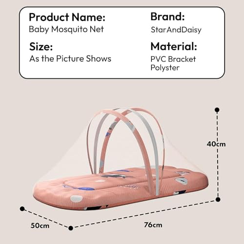 Image of StarAndDaisy 3 in 1 Baby Mosquito net /Nest for Sleeping - Mosquito net for Newborn Baby /Soft and Comfortable Bed, Washable Cotton Design for 0-12 Months Baby -Shark Print