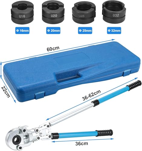 Miniatura 2 de Tlgreen Alicates Prensadores De Tuberías U Manual,16-20-25-32 Mm, 360 Alicate Para Tubos, Prensa Multicapa,Mango Extensible, Para Tubo Pex,Compuesto,Aluminio-Plástico Y Plástico